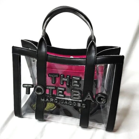Marc Jacobs Clear Black and Pink Tote Bag Purse Limited Edition - Picture 2 of 11